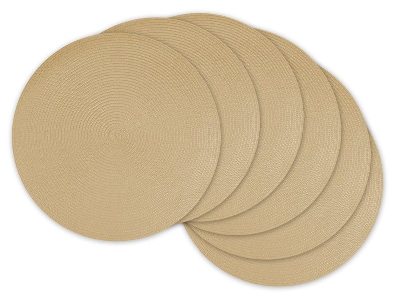 DII Classic Woven Tabletop Collection, Indoor/Outdoor Placemat Set, Round, 15" Diameter, Natural, 6 Piece - Image 1